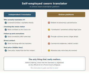 Infographic: self-employed sworn translator vs online platform